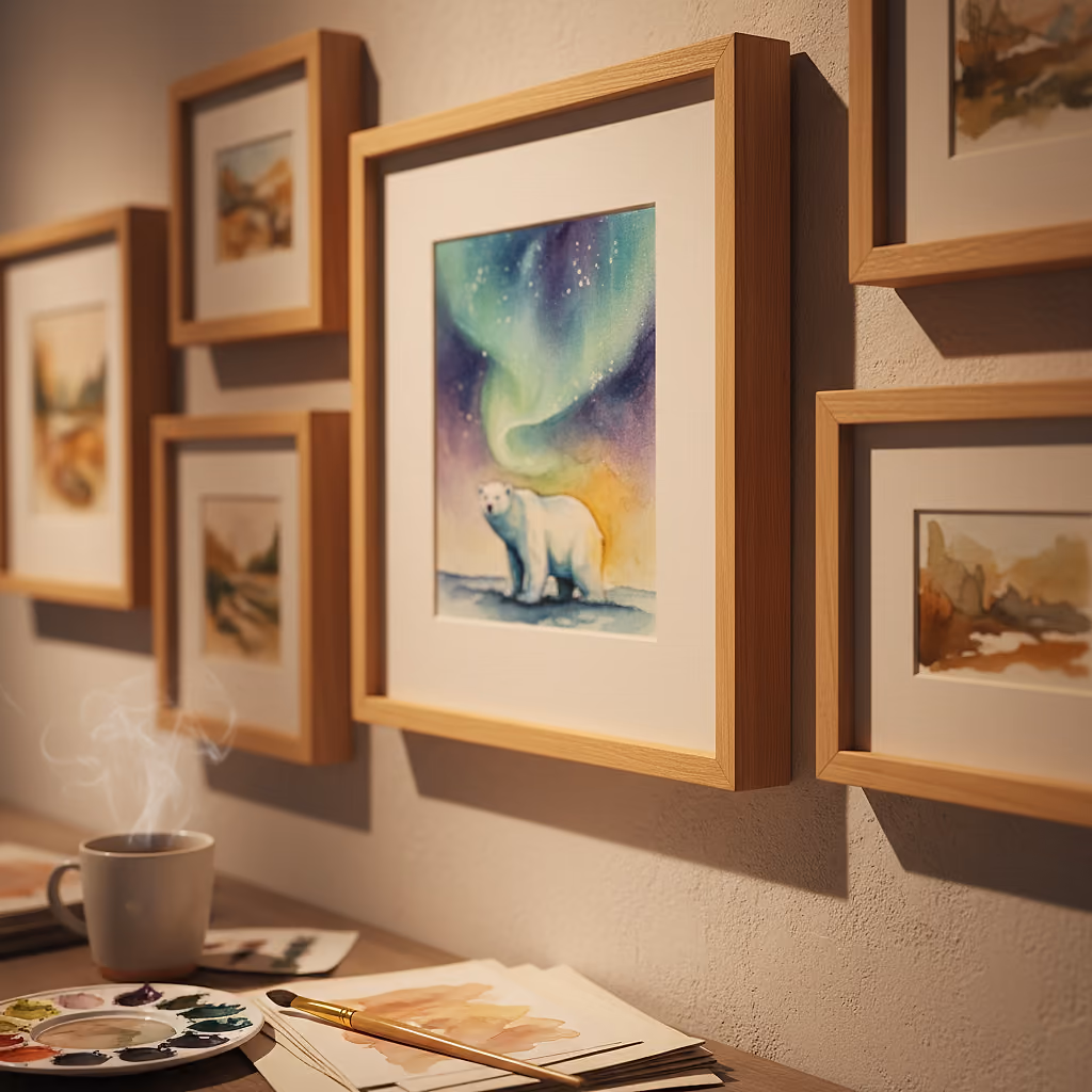 Eisbär unter dem Nordlicht - Aquarell-Workshop mit Olena Korchmynska