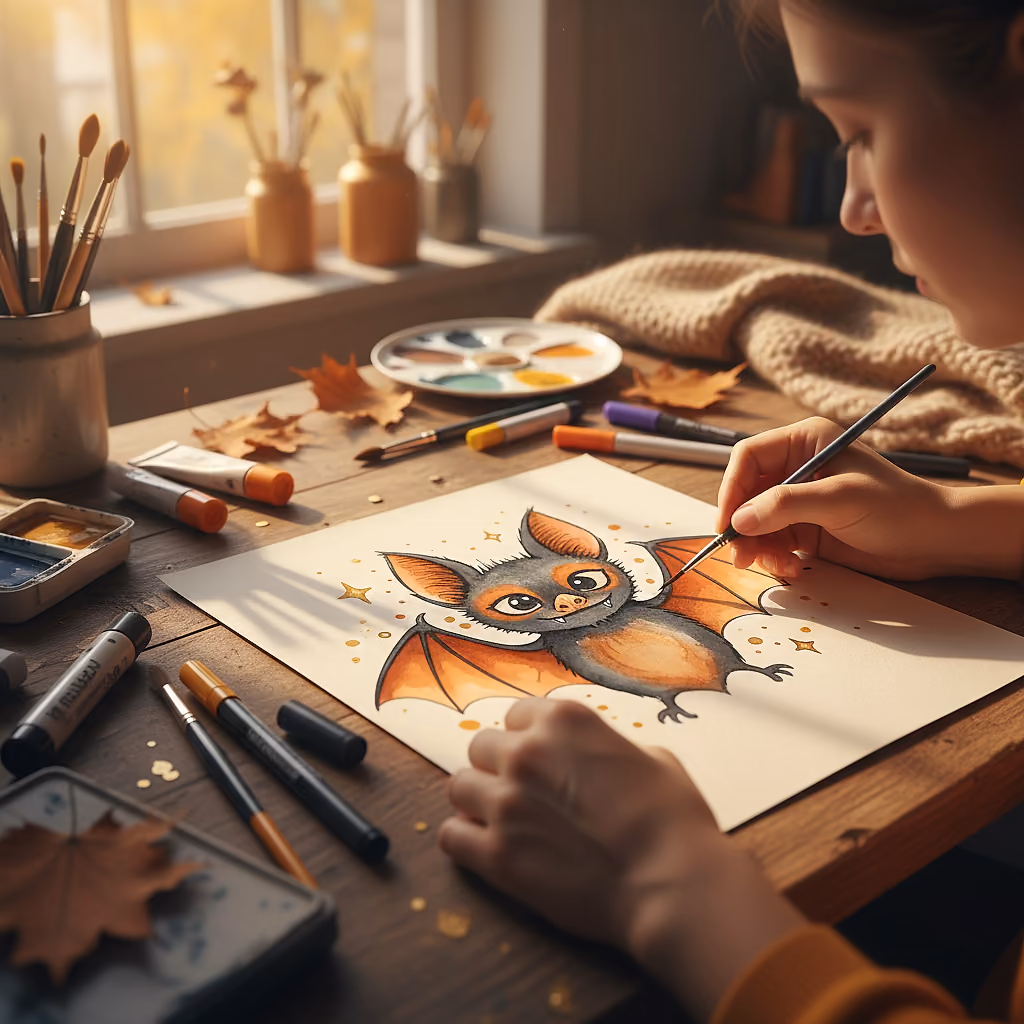 "Happy Halloween Bat" - Fledermaus - Mixed Media Workshop mit Anja Wagenbret