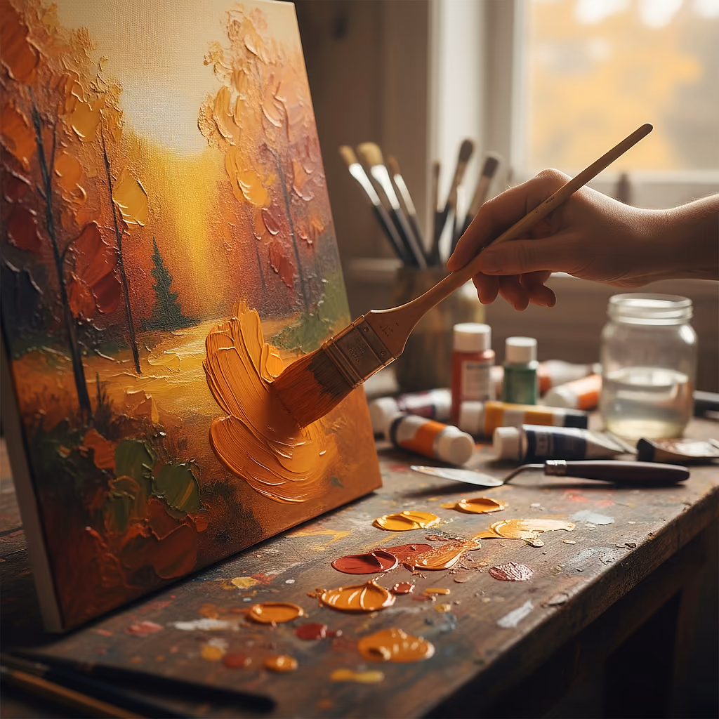 Herbstwald - Acrylworkshop Olena Korchmynska