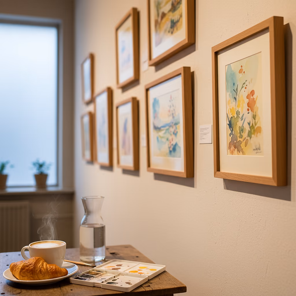 Kaffee & Croissant - Aquarell-Workshop mit Olena Korchmynska